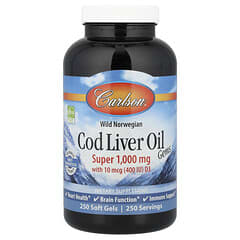 Carlson, Wild Norwegian, Cod Liver Oil Gems, 250 Soft Gels