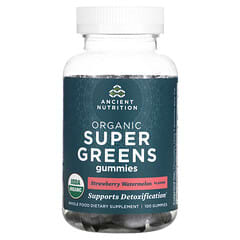 Ancient Nutrition, Organic Super Greens Gummies, Strawberry Watermelon, 100 Gummies