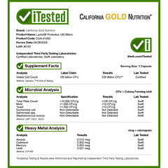 California Gold Nutrition, LactoBif® 100 Probiotics, 100 Billion CFU, 30 Veggie Capsules - Image 13
