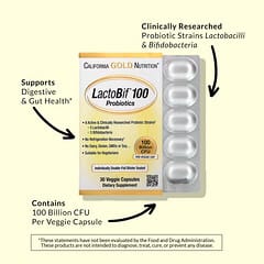 California Gold Nutrition, LactoBif® 100 Probiotics, 100 Billion CFU, 30 Veggie Capsules - Image 16