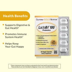 California Gold Nutrition, LactoBif® 100 Probiotics, 100 Billion CFU, 30 Veggie Capsules - Image 8