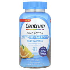 Centrum, Dual Action Multi + Mental Focus Multigummies, Natural Orange & Lemon, 90 Gummies