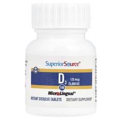 Superior Source, D3, Extra Strength, 125 mcg (5,000 IU), 100 MicroLingual® Instant Dissolve Tablets - Image 6