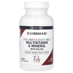 Kirkman Labs, Children's Chewable MultiVitamin & Mineral with Xylitol, Natural Mango Peach, 120 Tablets - Image 3