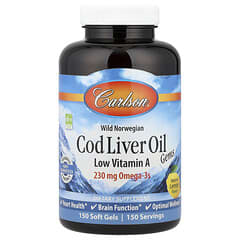 Carlson, Wild Norwegian, Cod Liver Oil Gems, Low Vitamin A, Natural Lemon, 150 Soft Gels - Image 3