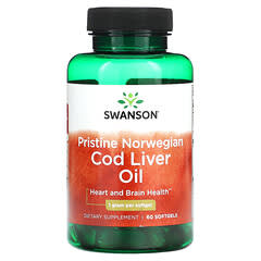 Swanson, Pristine Norwegian Cod Liver Oil, 1 g , 60 Softgels - Image 3