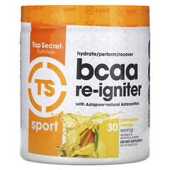 Top Secret Nutrition, Sport, BCAA Re-Igniter with Astapure Nautral Astaxanthin, Pineapple Mango, 9.84 oz (279 g) - Image 3