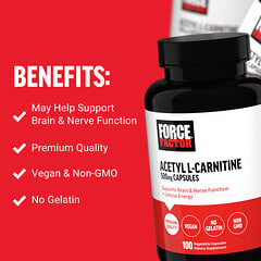 Force Factor, Acetyl L-Carnitine, 500 mg, 100 Vegetable Capsules - Image 3