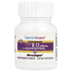 Superior Source, Activated B-12, Methylcobalamin, B-6 (P-5-P) & Methylfolate, 60 MicroLingual® Instant Dissolve Tablets - Image 3